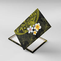 Hawaiian Hibiscus and Plumeria Polynesian Tribal Tattoo Canvas Wall Art Yellow Color