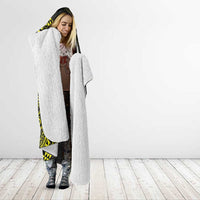 Hawaiian Hibiscus and Plumeria Polynesian Tribal Tattoo Hooded Blanket Yellow Color