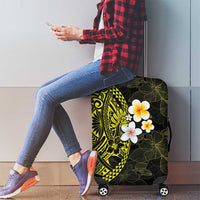 Hawaiian Hibiscus and Plumeria Polynesian Tribal Tattoo Luggage Cover Yellow Color