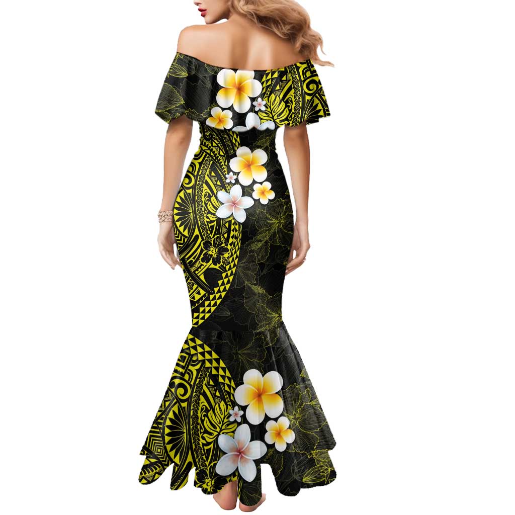Hawaiian Hibiscus and Plumeria Polynesian Tribal Tattoo Mermaid Dress Yellow Color LT03 - Polynesian Pride