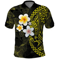 Hawaiian Hibiscus and Plumeria Polynesian Tribal Tattoo Polo Shirt Yellow Color LT03 Yellow - Polynesian Pride