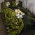 Hawaiian Hibiscus and Plumeria Polynesian Tribal Tattoo Quilt Bed Set Yellow Color