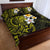 Hawaiian Hibiscus and Plumeria Polynesian Tribal Tattoo Quilt Bed Set Yellow Color