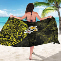Hawaiian Hibiscus and Plumeria Polynesian Tribal Tattoo Sarong Yellow Color