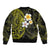 Hawaiian Hibiscus and Plumeria Polynesian Tribal Tattoo Sleeve Zip Bomber Jacket Yellow Color