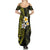 Hawaiian Hibiscus and Plumeria Polynesian Tribal Tattoo Summer Maxi Dress Yellow Color