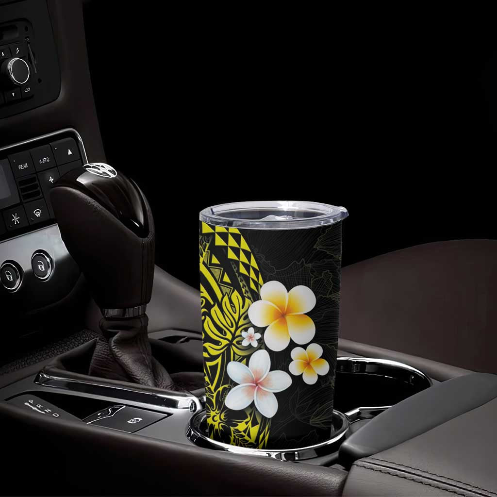 Hawaiian Hibiscus and Plumeria Polynesian Tribal Tattoo Tumbler Cup Yellow Color LT03 - Polynesian Pride