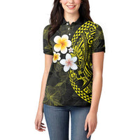 Hawaiian Hibiscus and Plumeria Polynesian Tribal Tattoo Women Polo Shirt Yellow Color LT03 - Polynesian Pride