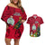 Niue Christmas Couples Matching Off Shoulder Short Dress and Hawaiian Shirt Coat of Arms and Polynesian Tattoo Xmas Element Christmas Red Vibe LT03 Red - Polynesian Pride