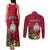 Niue Christmas Couples Matching Tank Maxi Dress and Long Sleeve Button Shirt Coat of Arms and Polynesian Tattoo Xmas Element Christmas Red Vibe LT03 - Polynesian Pride