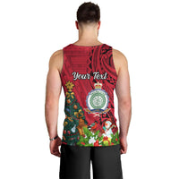 Personalised Niue Christmas Men Tank Top Coat of Arms and Polynesian Tattoo Xmas Element Christmas Red Vibe LT03 - Polynesian Pride