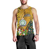 Niue Christmas Men Tank Top Coat of Arms and Polynesian Tattoo Xmas Element Christmas Yellow Vibe LT03 - Polynesian Pride