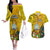 Personalised Niue Christmas Couples Matching Off The Shoulder Long Sleeve Dress and Hawaiian Shirt Coat of Arms and Polynesian Tattoo Xmas Element Christmas Yellow Vibe LT03 Yellow - Polynesian Pride