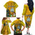 Personalised Niue Christmas Family Matching Off Shoulder Long Sleeve Dress and Hawaiian Shirt Coat of Arms and Polynesian Tattoo Xmas Element Christmas Yellow Vibe LT03 - Polynesian Pride