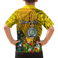 Personalised Niue Christmas Family Matching Tank Maxi Dress and Hawaiian Shirt Coat of Arms and Polynesian Tattoo Xmas Element Christmas Yellow Vibe LT03 - Polynesian Pride