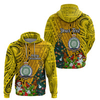 Personalised Niue Christmas Hoodie Coat of Arms and Polynesian Tattoo Xmas Element Christmas Yellow Vibe LT03 - Polynesian Pride
