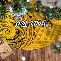 Personalised Niue Christmas Tree Skirt Coat of Arms and Polynesian Tattoo Xmas Element Christmas Yellow Vibe LT03 - Polynesian Pride