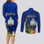 Niue Christmas Couples Matching Long Sleeve Bodycon Dress and Long Sleeve Button Shirt Coat of Arms and Polynesian Tattoo Xmas Element Christmas Blue Vibe LT03 - Polynesian Pride