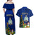 Niue Christmas Couples Matching Off Shoulder Maxi Dress and Hawaiian Shirt Coat of Arms and Polynesian Tattoo Xmas Element Christmas Blue Vibe LT03 - Polynesian Pride