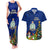 Niue Christmas Couples Matching Tank Maxi Dress and Hawaiian Shirt Coat of Arms and Polynesian Tattoo Xmas Element Christmas Blue Vibe LT03 Blue - Polynesian Pride