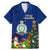 Niue Christmas Family Matching Mermaid Dress and Hawaiian Shirt Coat of Arms and Polynesian Tattoo Xmas Element Christmas Blue Vibe LT03 Dad's Shirt - Short Sleeve Blue - Polynesian Pride