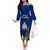 Niue Christmas Family Matching Off Shoulder Long Sleeve Dress and Hawaiian Shirt Coat of Arms and Polynesian Tattoo Xmas Element Christmas Blue Vibe LT03 Mom's Dress Blue - Polynesian Pride