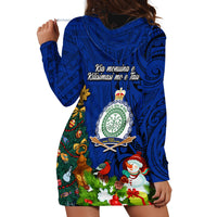 Niue Christmas Hoodie Dress Coat of Arms and Polynesian Tattoo Xmas Element Christmas Blue Vibe LT03 - Polynesian Pride
