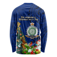 Niue Christmas Long Sleeve Shirt Coat of Arms and Polynesian Tattoo Xmas Element Christmas Blue Vibe LT03 - Polynesian Pride