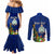 Personalised Niue Christmas Couples Matching Mermaid Dress and Long Sleeve Button Shirt Coat of Arms and Polynesian Tattoo Xmas Element Christmas Blue Vibe LT03 - Polynesian Pride