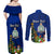 Personalised Niue Christmas Couples Matching Off Shoulder Maxi Dress and Long Sleeve Button Shirt Coat of Arms and Polynesian Tattoo Xmas Element Christmas Blue Vibe LT03 - Polynesian Pride