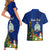 Personalised Niue Christmas Couples Matching Short Sleeve Bodycon Dress and Hawaiian Shirt Coat of Arms and Polynesian Tattoo Xmas Element Christmas Blue Vibe LT03 - Polynesian Pride