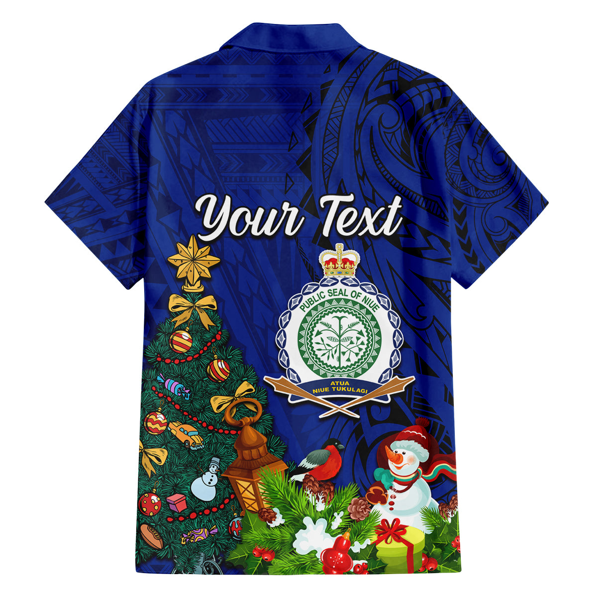 Personalised Niue Christmas Family Matching Long Sleeve Bodycon Dress and Hawaiian Shirt Coat of Arms and Polynesian Tattoo Xmas Element Christmas Blue Vibe LT03 - Polynesian Pride