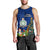 Personalised Niue Christmas Men Tank Top Coat of Arms and Polynesian Tattoo Xmas Element Christmas Blue Vibe LT03 - Polynesian Pride