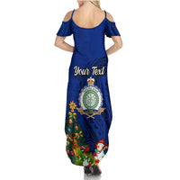 Personalised Niue Christmas Summer Maxi Dress Coat of Arms and Polynesian Tattoo Xmas Element Christmas Blue Vibe LT03 - Polynesian Pride
