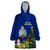 Personalised Niue Christmas Wearable Blanket Hoodie Coat of Arms and Polynesian Tattoo Xmas Element Christmas Blue Vibe LT03 One Size Blue - Polynesian Pride