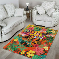 Hawaiian Honolulu Festival Area Rug Hawaiian Identity - Hula Dancer and Ukulele Tropical Plants Style