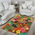 Hawaiian Honolulu Festival Area Rug Hawaiian Identity - Hula Dancer and Ukulele Tropical Plants Style