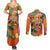 Hawaiian Honolulu Festival Couples Matching Summer Maxi Dress and Long Sleeve Button Shirt Hawaiian Identity - Hula Dancer and Ukulele Tropical Plants Style