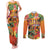 Hawaiian Honolulu Festival Couples Matching Tank Maxi Dress and Long Sleeve Button Shirt Hawaiian Identity - Hula Dancer and Ukulele Tropical Plants Style