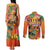 Hawaiian Honolulu Festival Couples Matching Tank Maxi Dress and Long Sleeve Button Shirt Hawaiian Identity - Hula Dancer and Ukulele Tropical Plants Style