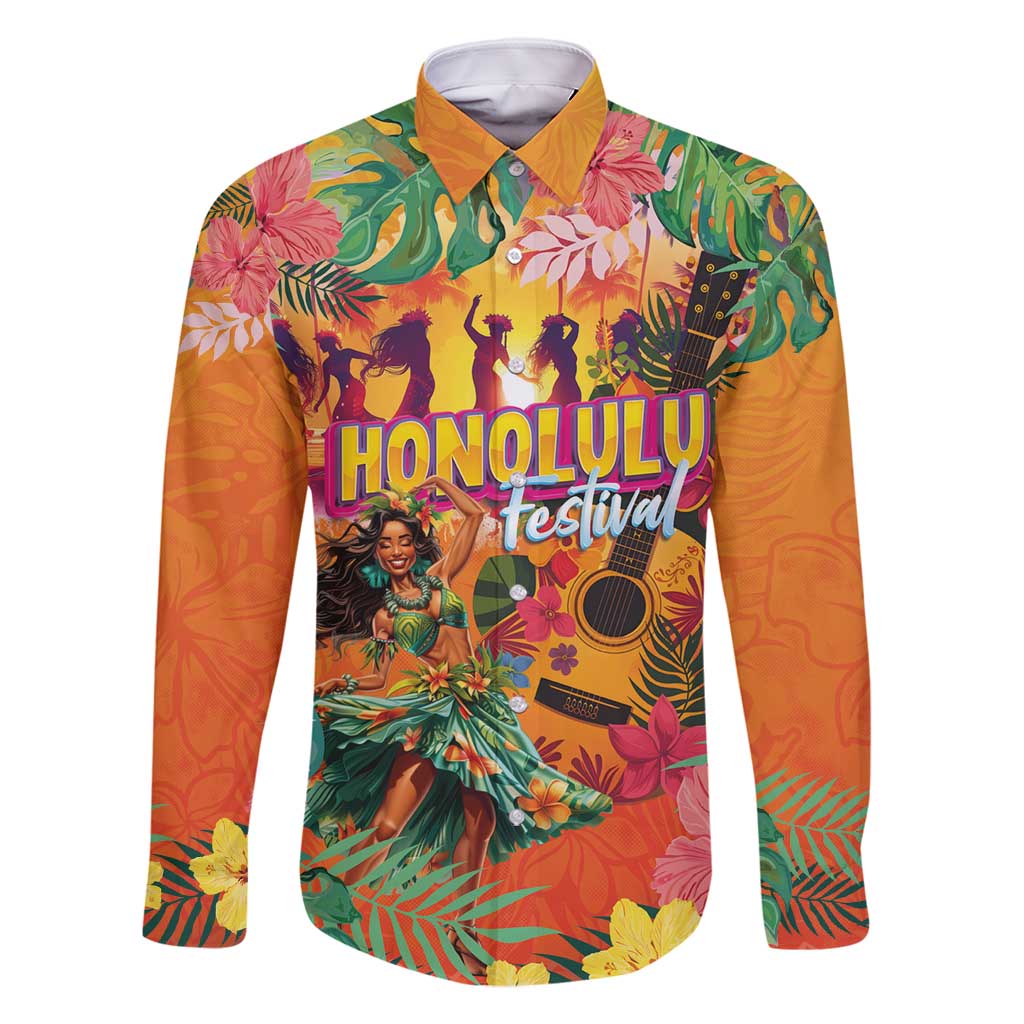Hawaiian Honolulu Festival Family Matching Mermaid Dress and Hawaiian Shirt Hawaiian Identity - Hula Dancer and Ukulele Tropical Plants Style