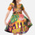 Hawaiian Honolulu Festival Kid Short Sleeve Dress Hawaiian Identity - Hula Dancer and Ukulele Tropical Plants Style