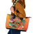 Hawaiian Honolulu Festival Leather Tote Bag Hawaiian Identity - Hula Dancer and Ukulele Tropical Plants Style