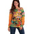 Hawaiian Honolulu Festival Off Shoulder Sweater Hawaiian Identity - Hula Dancer and Ukulele Tropical Plants Style