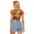 Hawaiian Honolulu Festival Raglan Cropped T Shirt Hawaiian Identity - Hula Dancer and Ukulele Tropical Plants Style