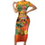 Hawaiian Honolulu Festival Short Sleeve Bodycon Dress Hawaiian Identity - Hula Dancer and Ukulele Tropical Plants Style