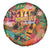 Hawaiian Honolulu Festival Spare Tire Cover Hawaiian Identity - Hula Dancer and Ukulele Tropical Plants Style