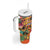 Hawaiian Honolulu Festival Tumbler With Handle Hawaiian Identity - Hula Dancer and Ukulele Tropical Plants Style