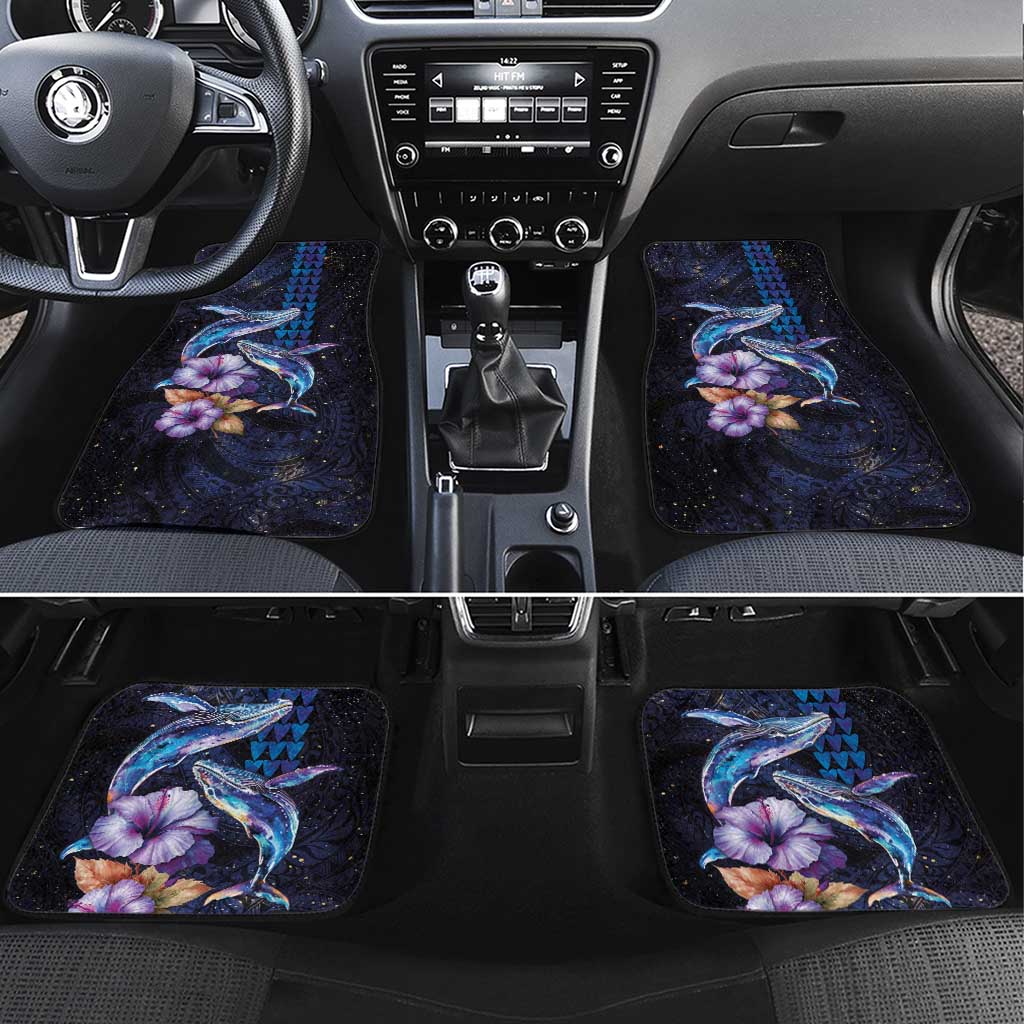 Hawaiian Whales Love Couple Car Mats Hibiscus and Kakau Art Tattoo Night Sky Vibe