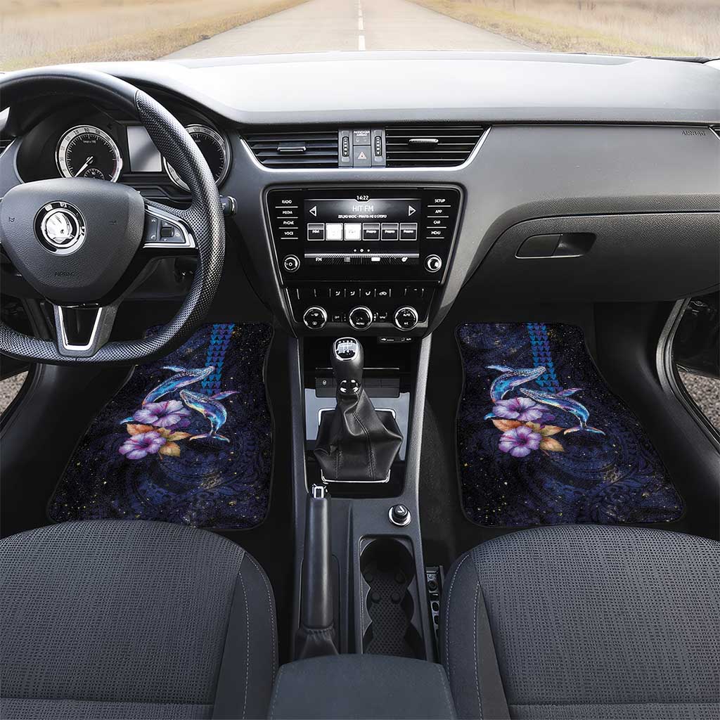 Hawaiian Whales Love Couple Car Mats Hibiscus and Kakau Art Tattoo Night Sky Vibe